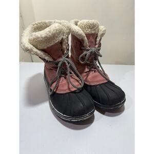 Cat & Jack Kids' Kit Waterproof Winter Boots pink suede faux-fur lining Size 5
